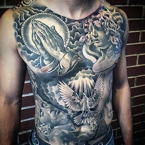 hand tattoos on stomach.